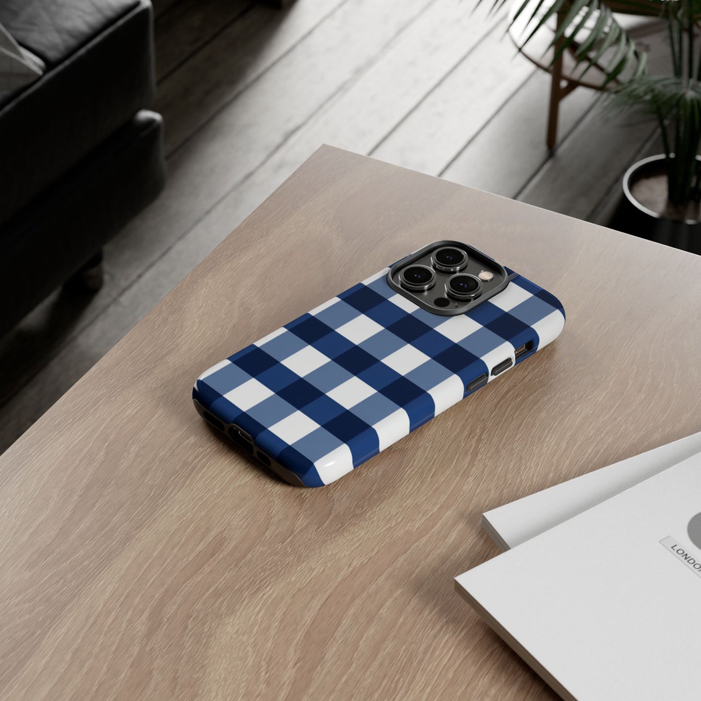 Blaues Büffelkaromuster-Handyhülle - Klassische karierte Schutzhülle für iPhone, Samsung Galaxy & Google Pixel