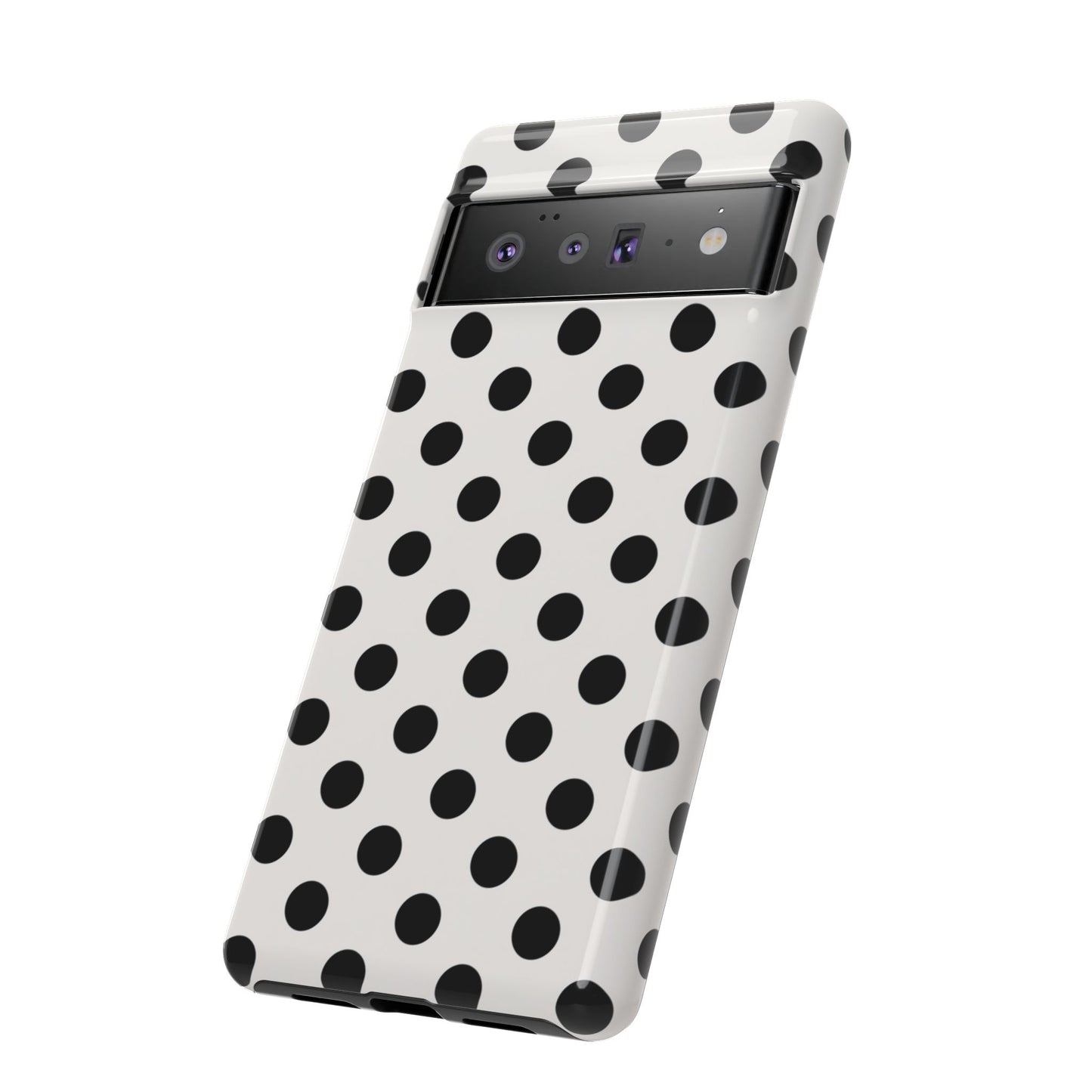 Vintage 50er Jahre Polka Dot Robuste Handyhülle - Schwarz-weißes Retro-Muster-Cover für iPhone, Samsung Galaxy & Google Pixel
