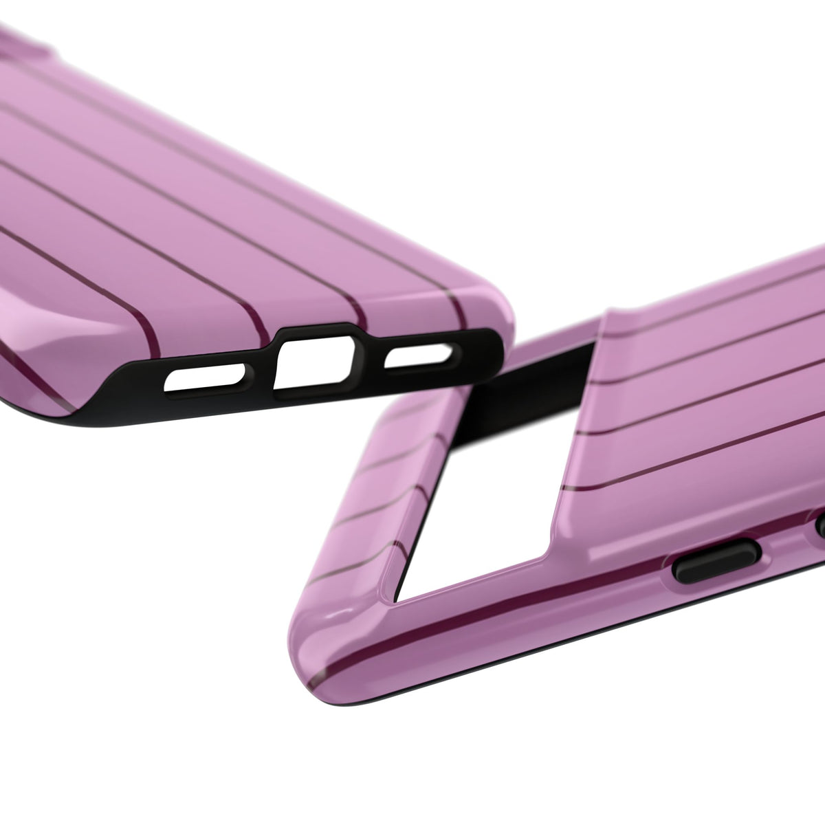 Pink Striped Tough Phone Case - Slim Dual-Layer Protection for iPhone, Samsung Galaxy & Google Pixel