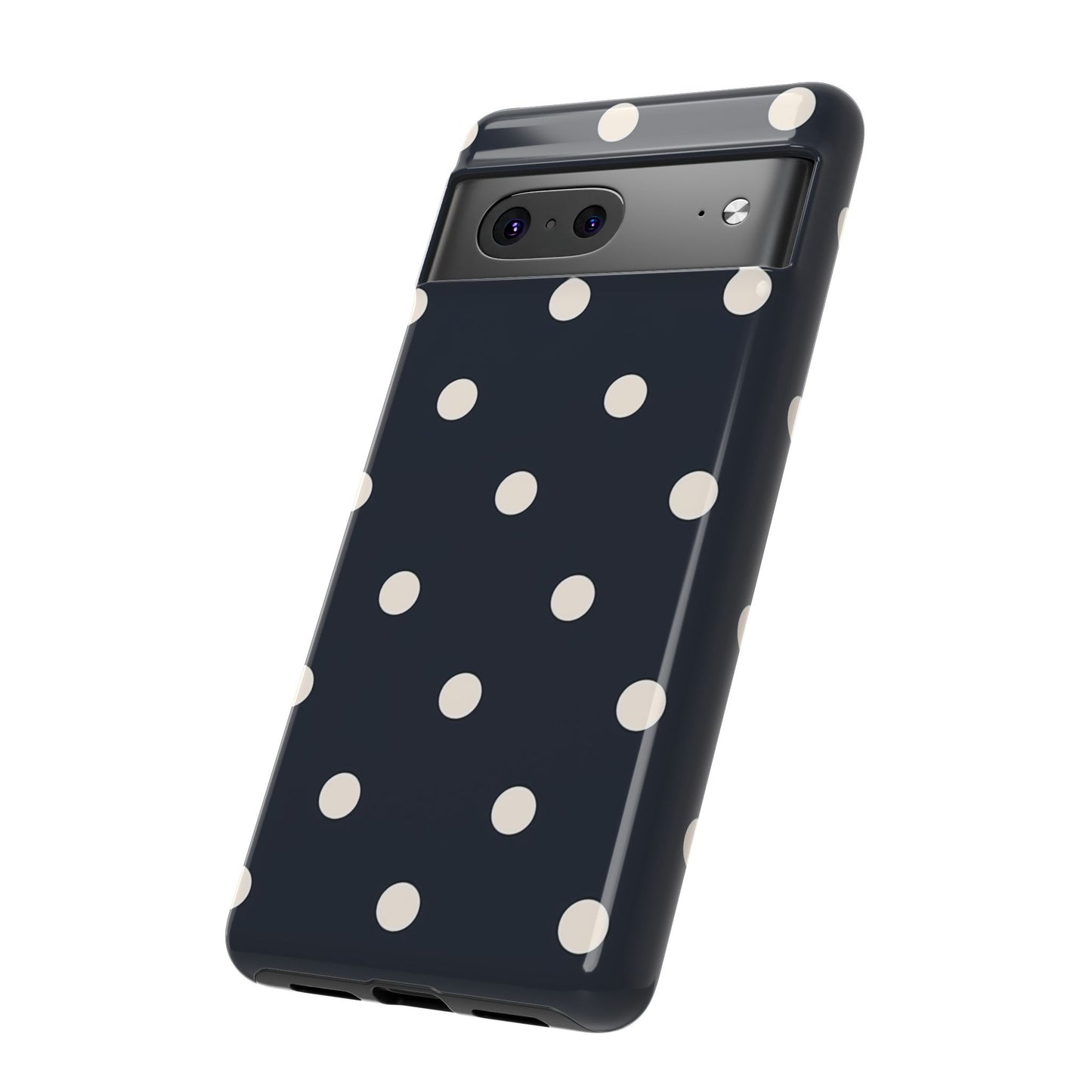 Robuste Handyhülle mit dunkelblauen Punkten – Retro-Vintage-Muster-Cover für iPhone, Samsung Galaxy & Google Pixel