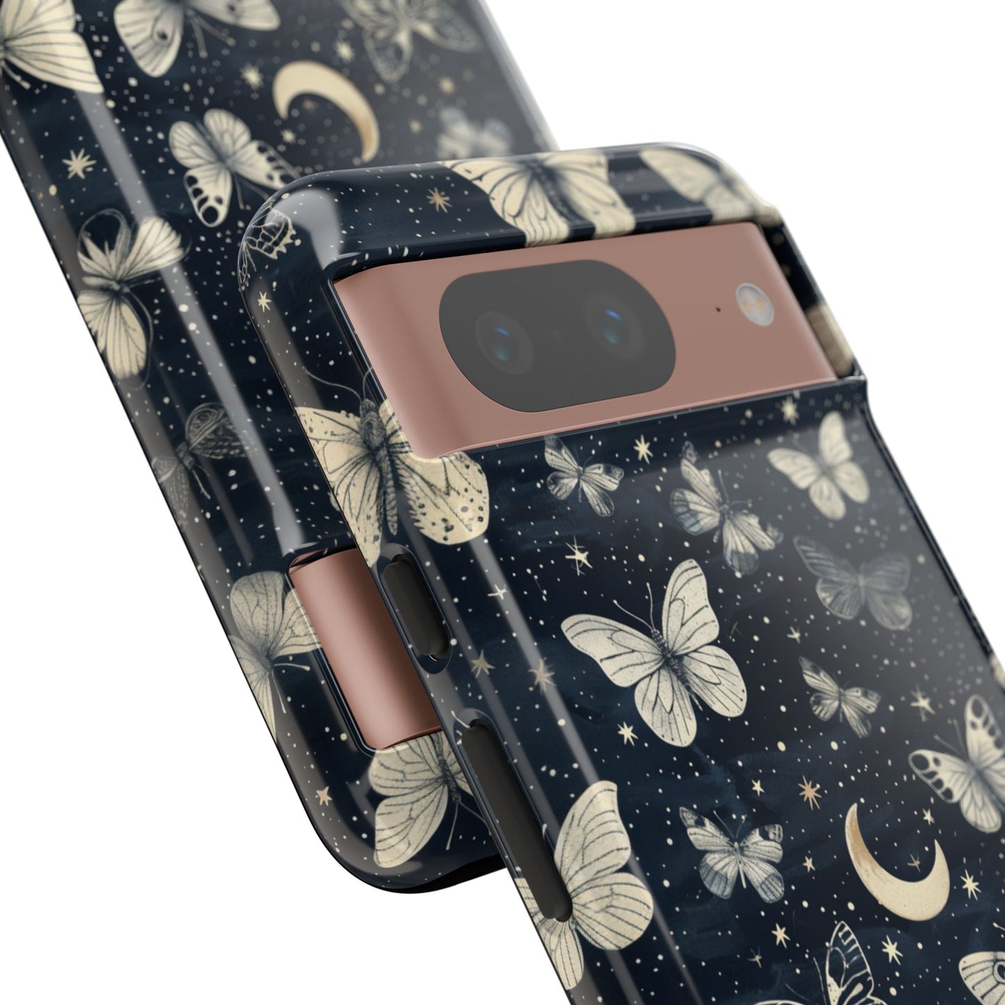 Schmetterling-Mond Robuste Handyhülle - Blumige Schutzhülle mit Nachthimmel-Design für iPhone, Samsung Galaxy & Google Pixel