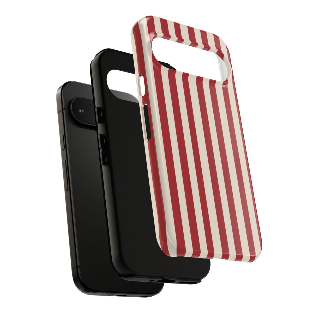 Striped Red & Cream Tough Phone Case - Retro Vertical Pattern Cover for iPhone, Samsung Galaxy & Google Pixel