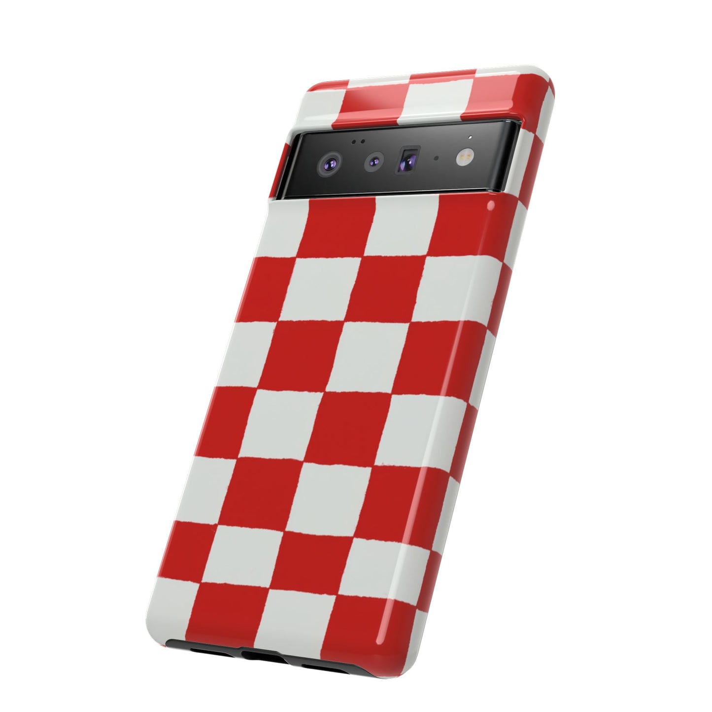 Rot karierte robuste Handyhülle - Retro-Gittermuster-Cover für iPhone, Samsung Galaxy & Google Pixel