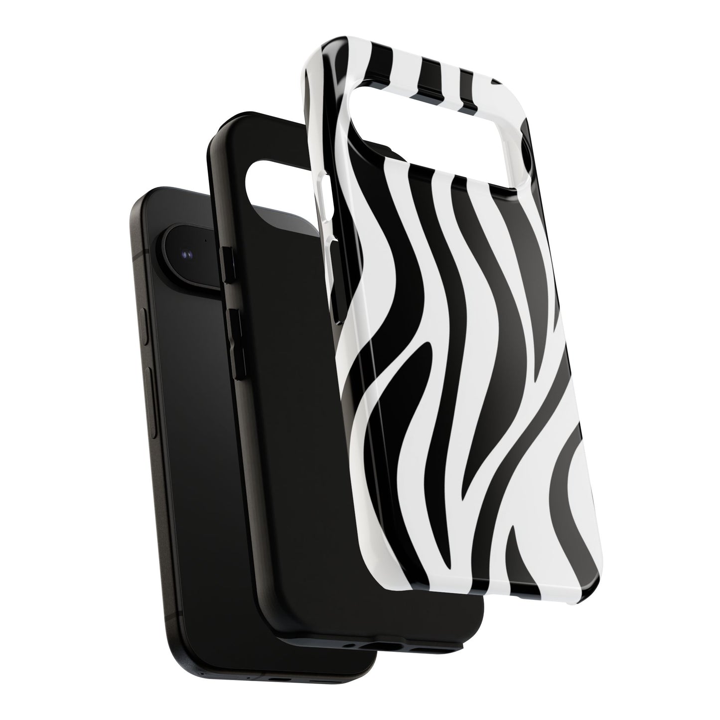 Zebra print phone case with bold black and white animal pattern - Premium dual-layer protection for iPhone, Samsung Galaxy & Google Pixel