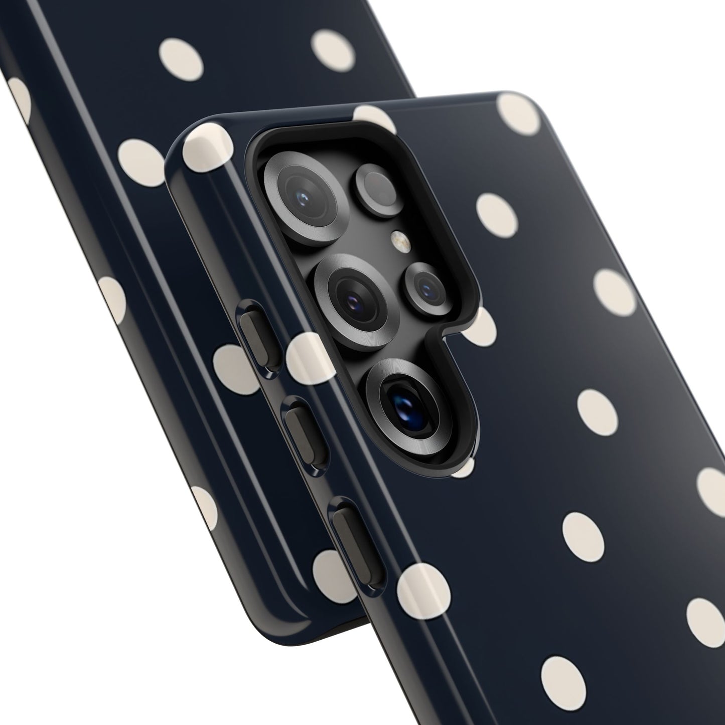 Navy Polka Dot Tough Phone Case - Retro Vintage Pattern Cover for iPhone, Samsung Galaxy & Google Pixel