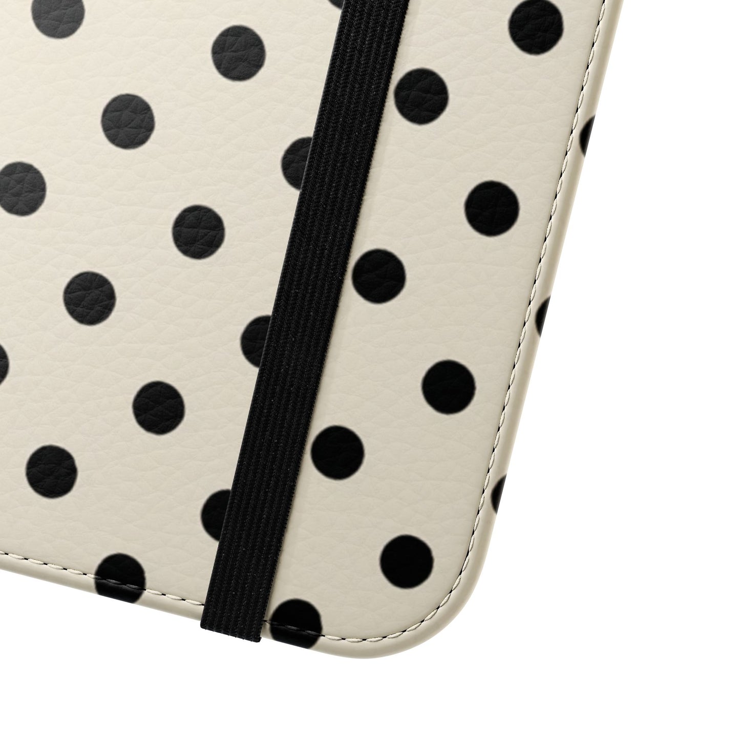 Stylish wallet flip case in warm brown tones with polka dots, card pockets and fold-out stand for all phone models