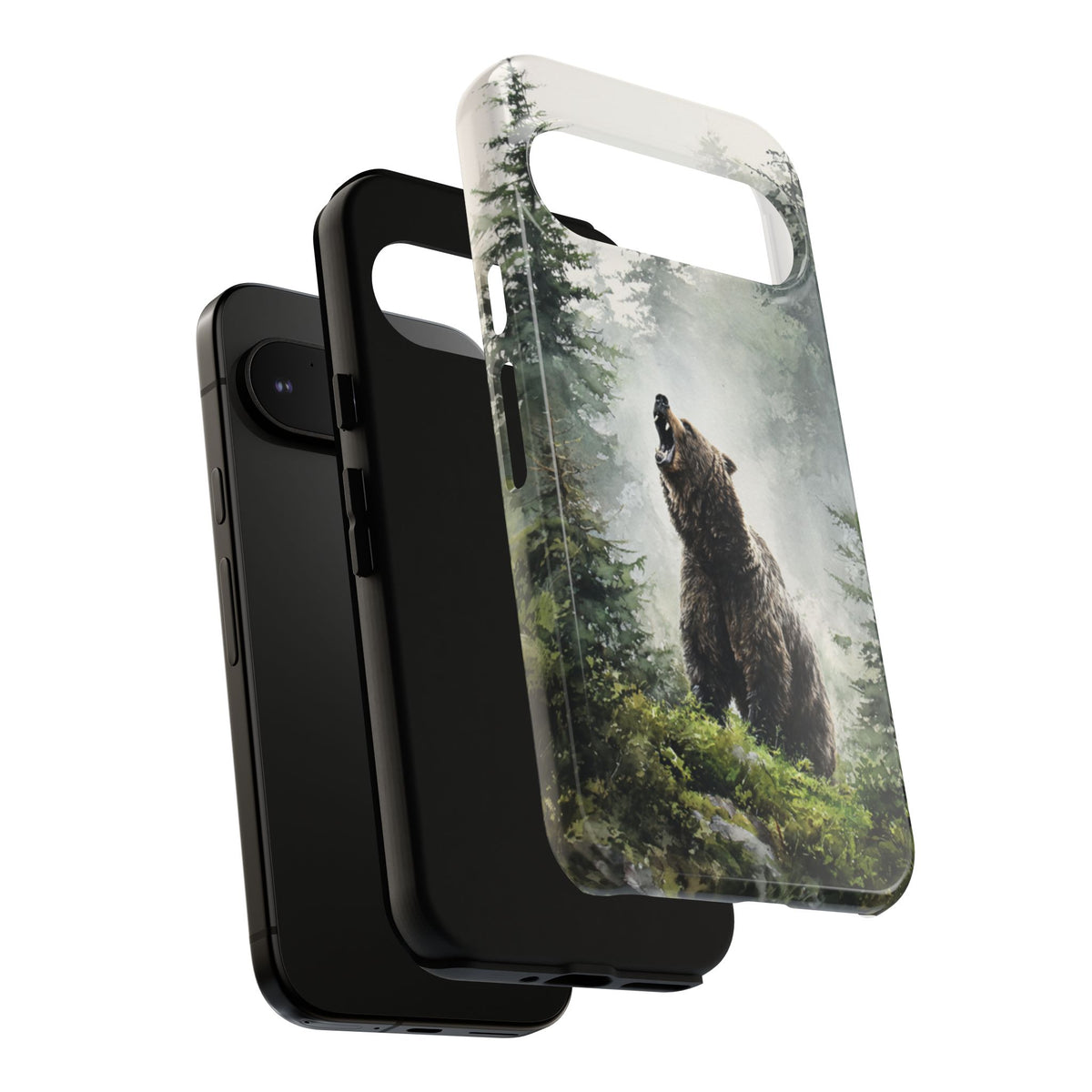 Forest Bear Tough Phone Case - Wilderness Wildlife Misty Woods Protective Cover for iPhone, Samsung Galaxy & Google Pixel