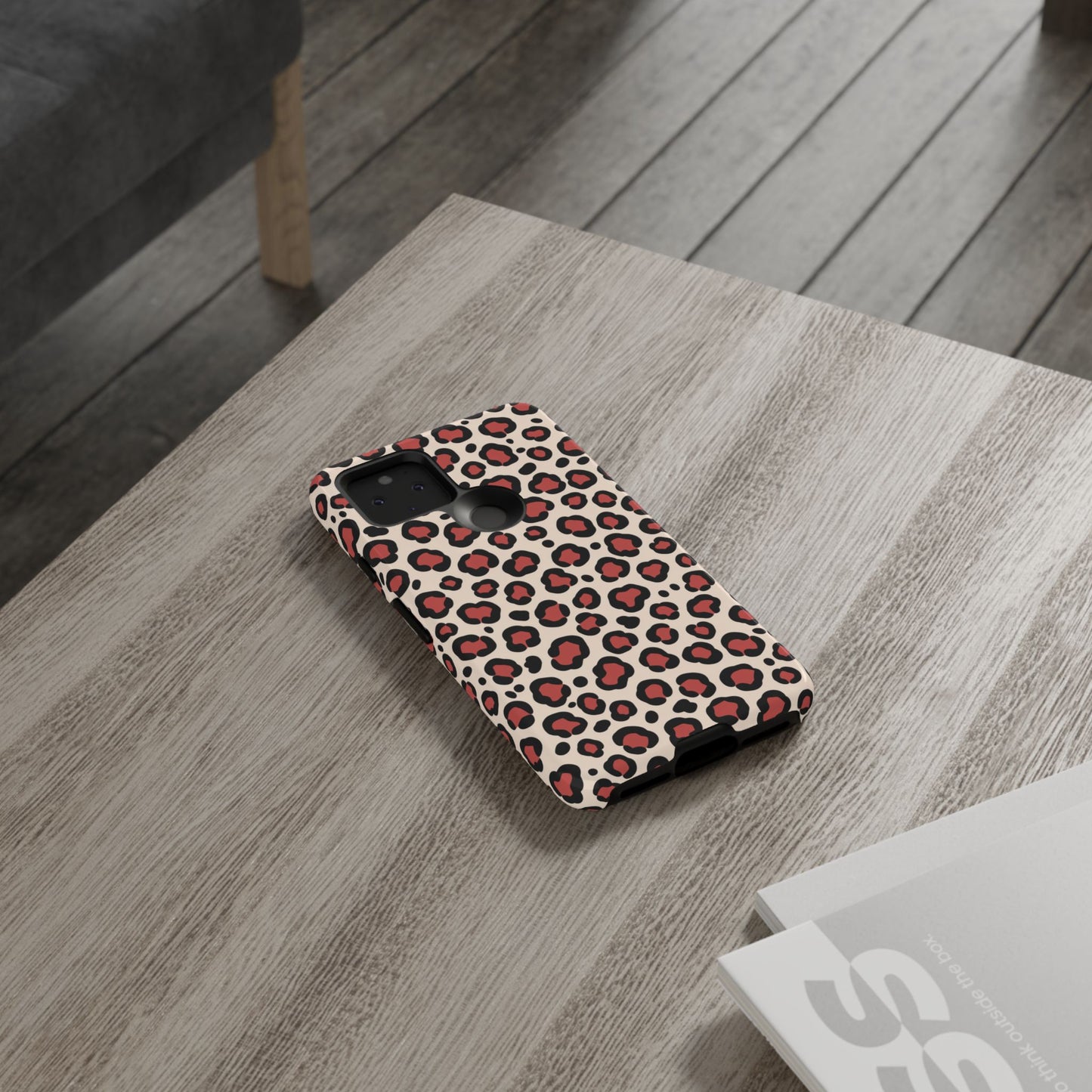 Pink and black animal print phone case with UV-protected fade-resistant coating