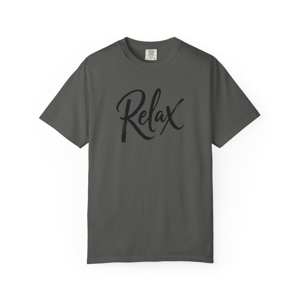 Relax Script T-Shirt – Garment-Dyed Graphic Tee for Women & Men