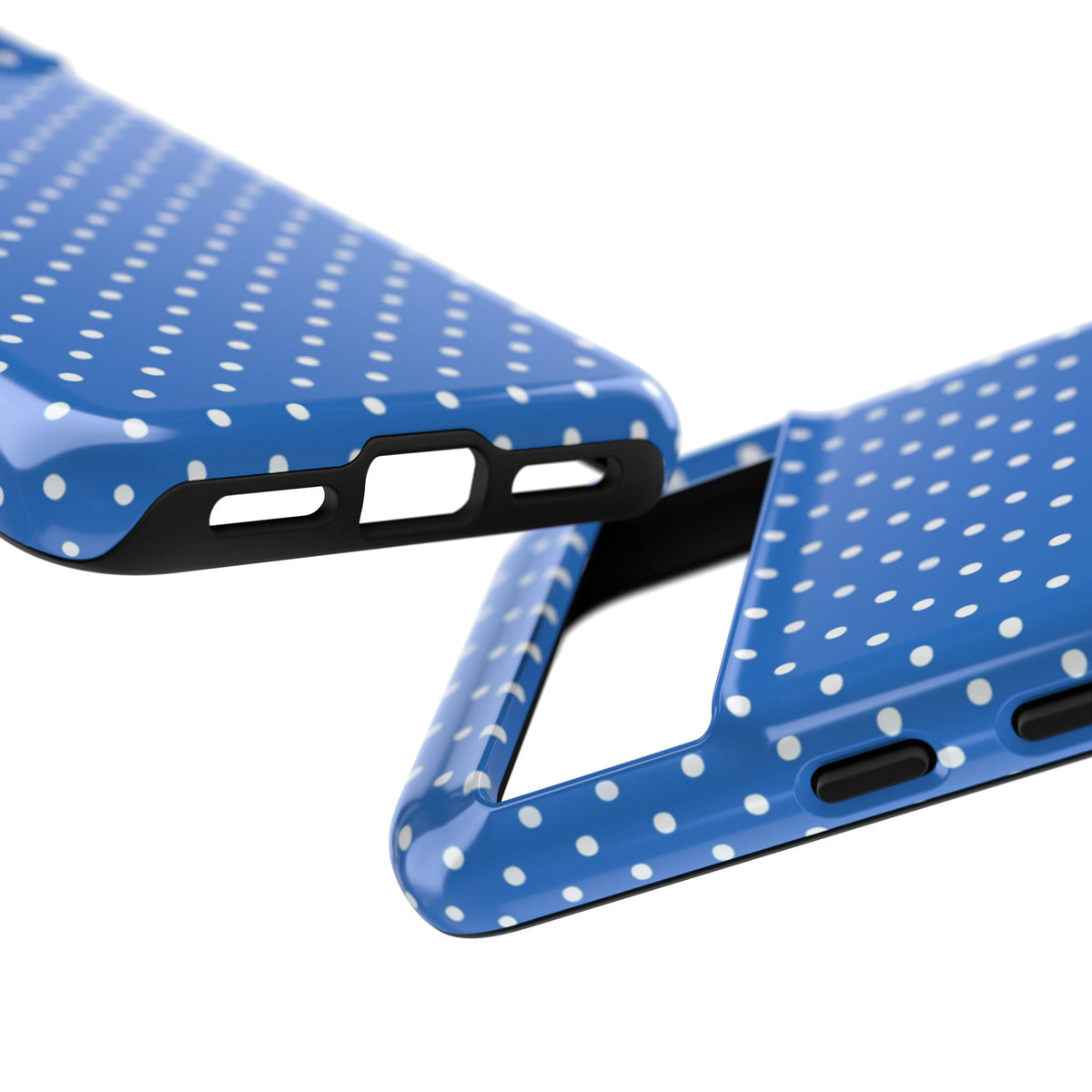 Coque de téléphone résistante à pois bleus — Étui de protection fin pour iPhone, Samsung Galaxy et Google Pixel