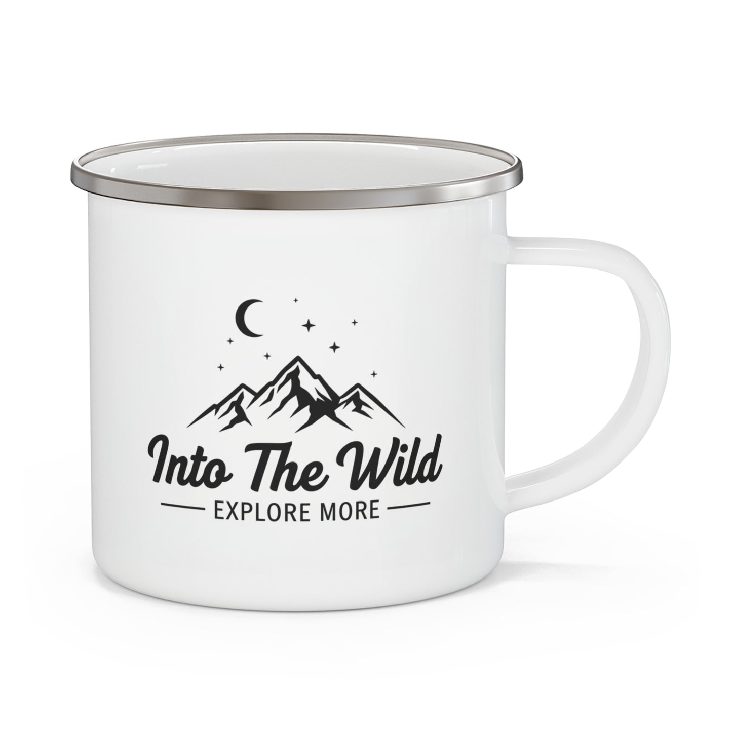 Into The Wild Emaille Campingbecher — Berg Lagerfeuer Reisebecher