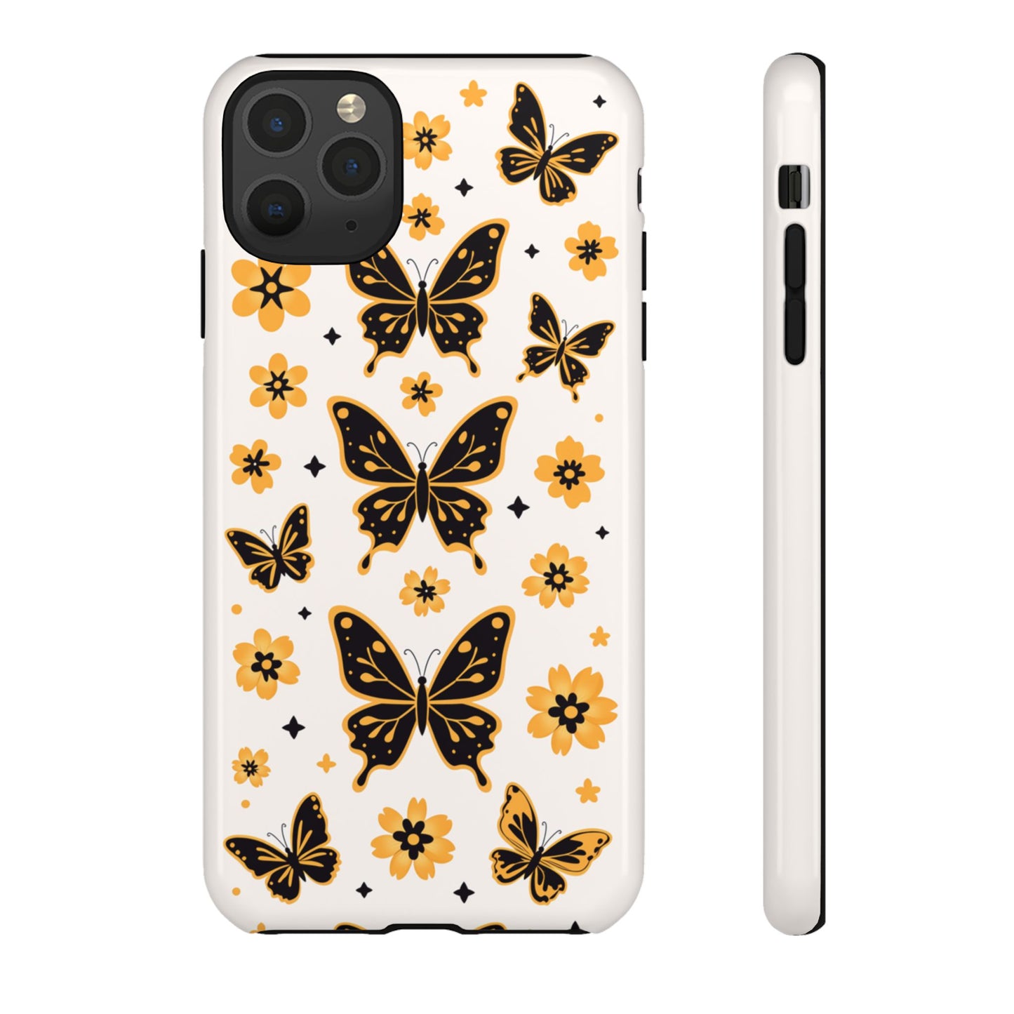 Blumen Schmetterling Robuste Handyhülle – Gelb-Schwarze Schmetterlinge Design Schutzhülle für iPhone, Samsung Galaxy & Google Pixel