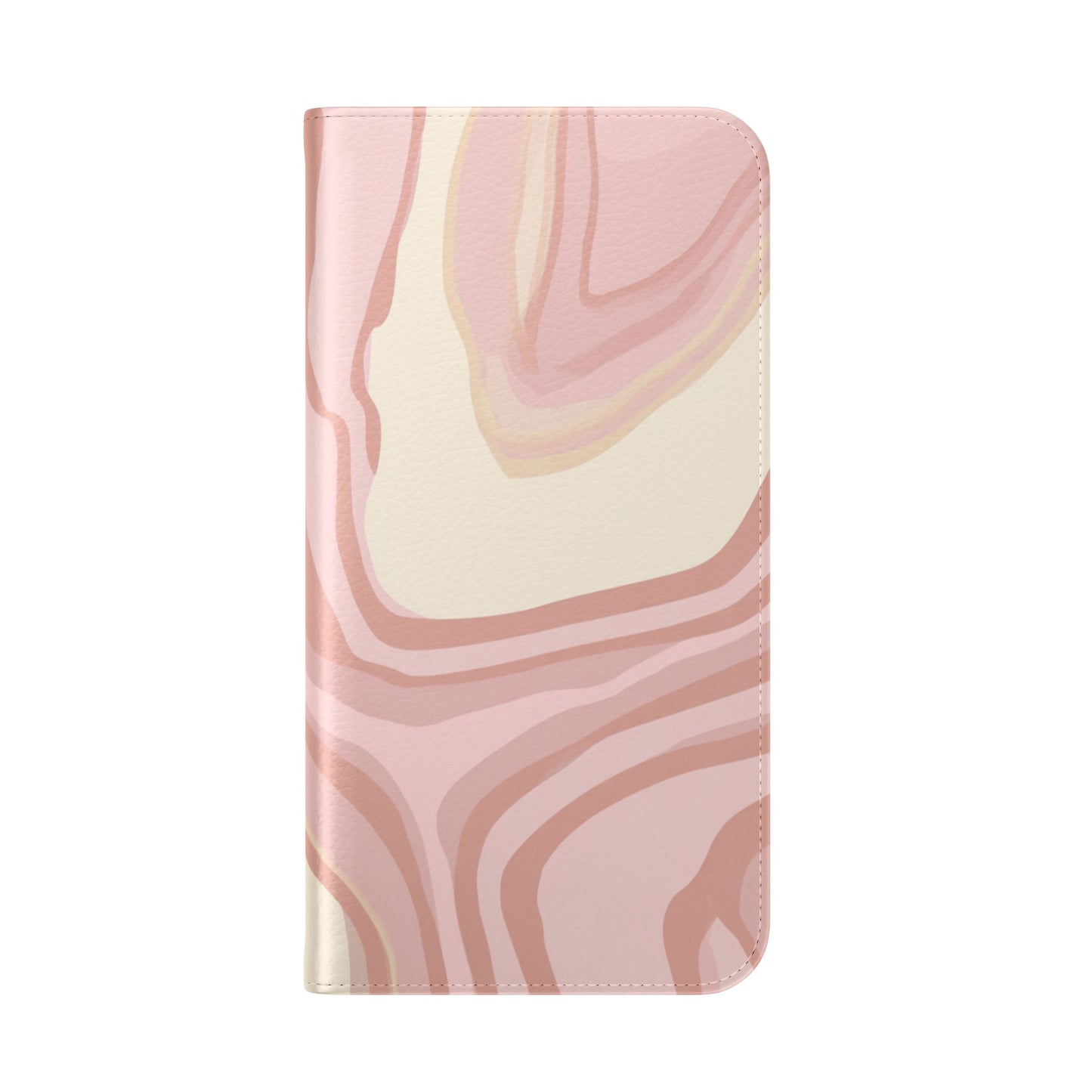 Marble swirl phone wallet case with D-ring attachment for wrist strap
