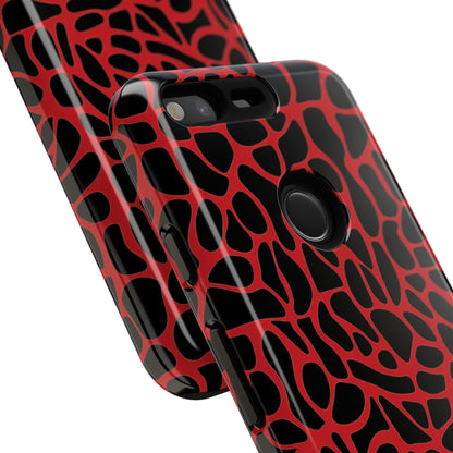 Bold red black pattern phone case with dual layer protection
