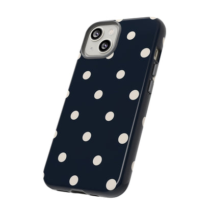 Navy Polka Dot Tough Phone Case - Retro Vintage Pattern Cover for iPhone, Samsung Galaxy & Google Pixel
