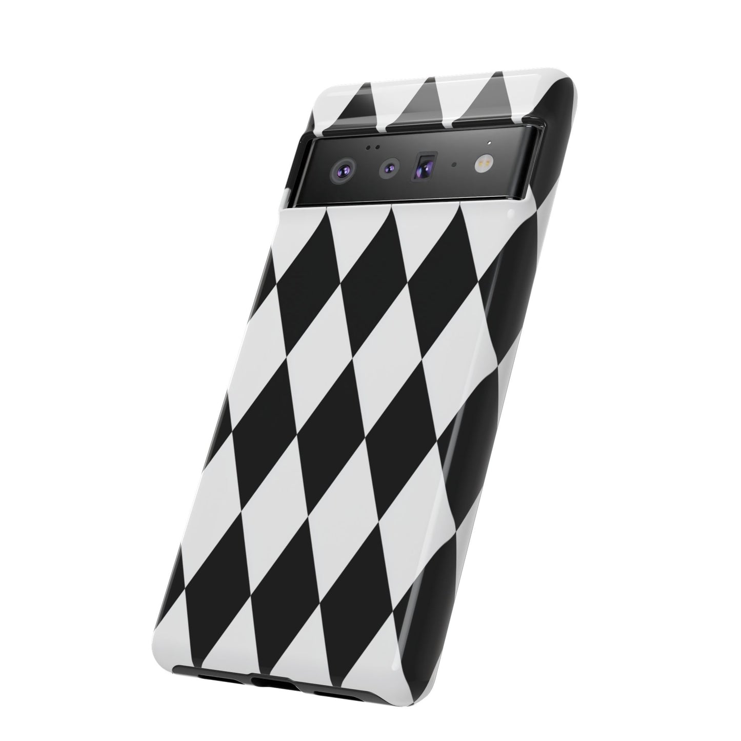 Handyhülle "Schwarz-Weißes Harlekin-Rautenmuster" für iPhone, Samsung Galaxy & Google Pixel