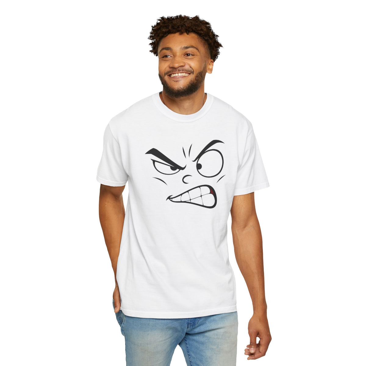Angry Face Graphic T-Shirt – Unisex Garment-Dyed Cotton Tee
