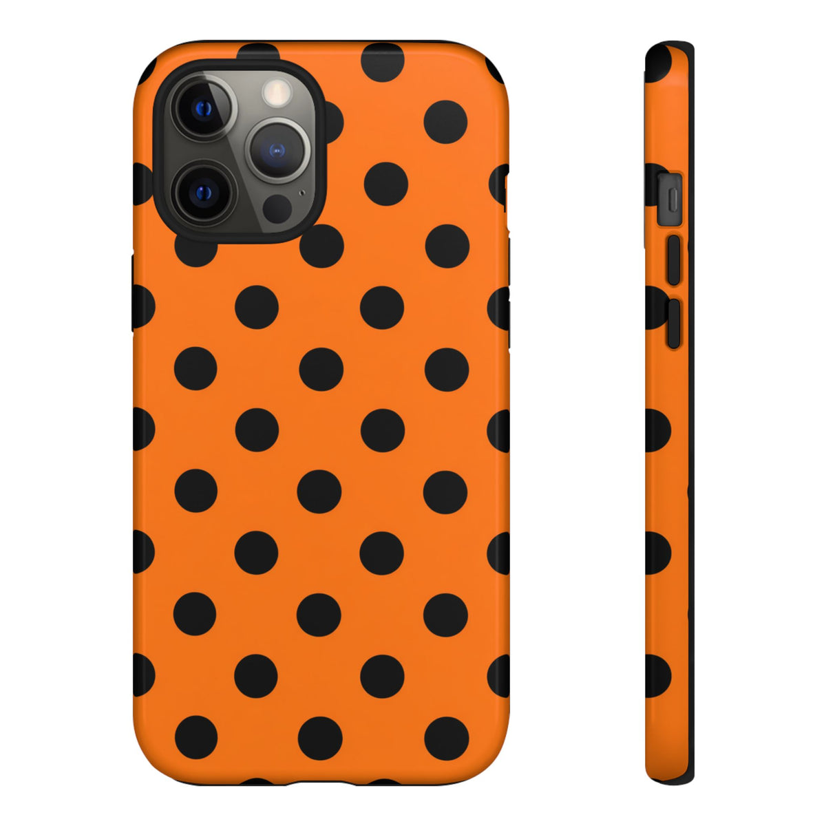 Coque de téléphone résistante à pois orange - Protection double couche pour tous les téléphones
