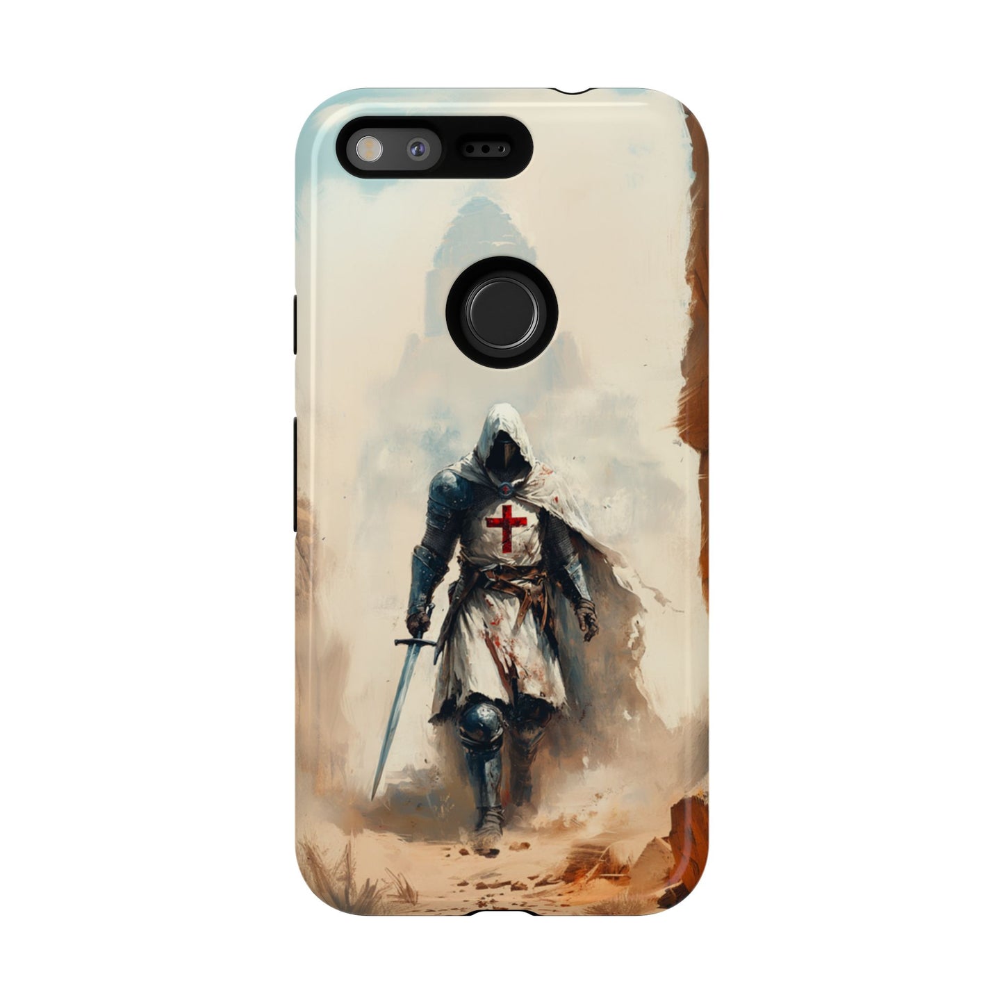 Medieval Crusader Phone Case - Knight with Sword Protective Tough Case for iPhone, Samsung Galaxy & Google Pixel