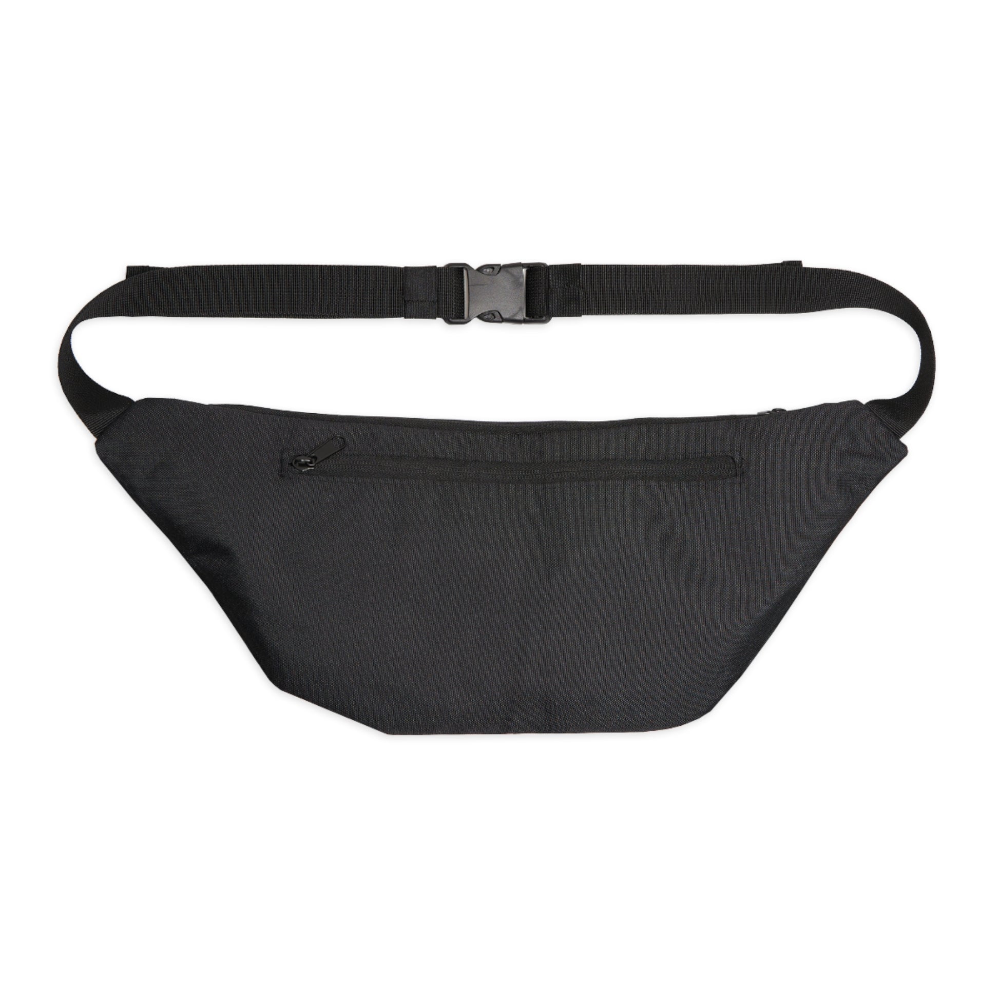 Large camo military fanny pack product shot – bold camouflage print canvas waist bag with buckle
