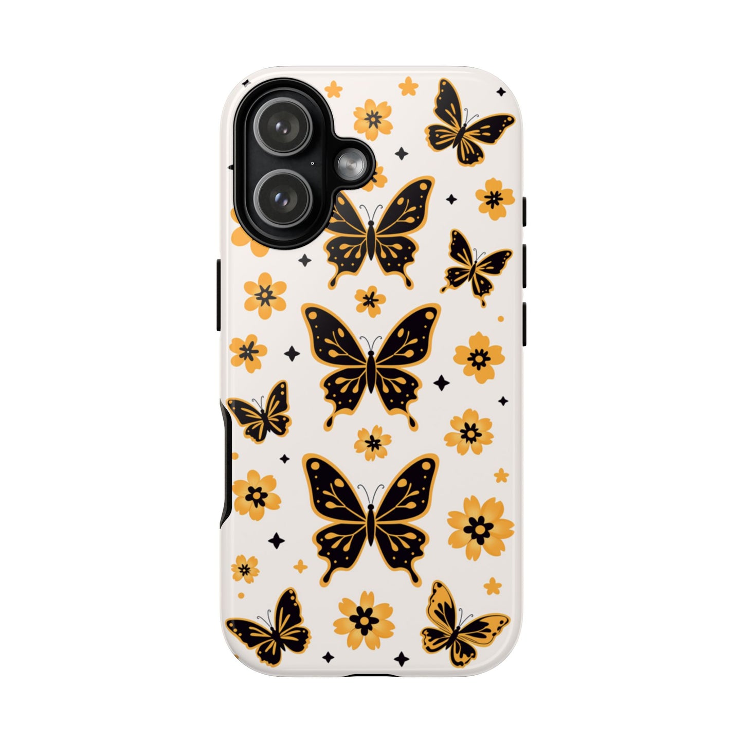 Nature lover phone case with golden flowers - Perfect gift for garden enthusiasts with wireless charging compatibility
