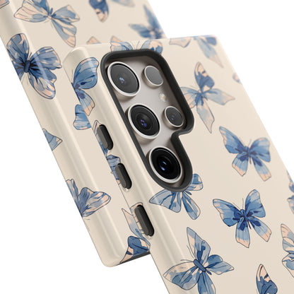 Soft blue butterfly phone case - Enchanting watercolor design with matte or glossy finish for nature lovers
