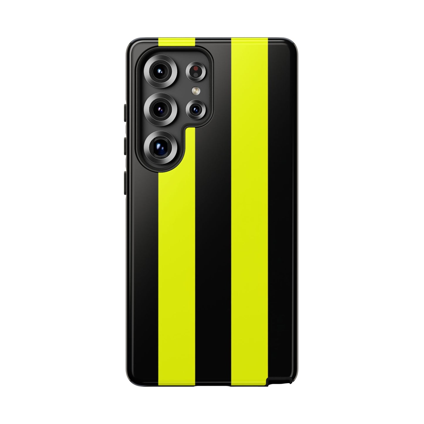 Gelb-Schwarze Rennstreifen Robuste Handyhülle - Motorsport Rennwagen Muster Cover für iPhone, Samsung Galaxy & Google Pixel