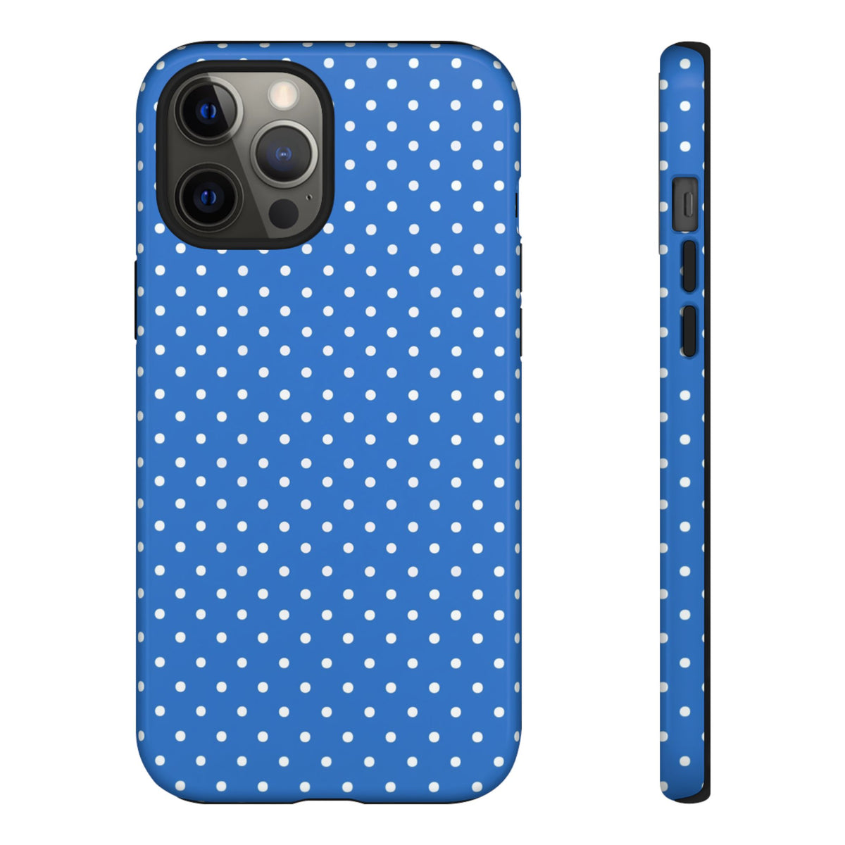 Coque de téléphone résistante à pois bleus — Étui de protection fin pour iPhone, Samsung Galaxy et Google Pixel
