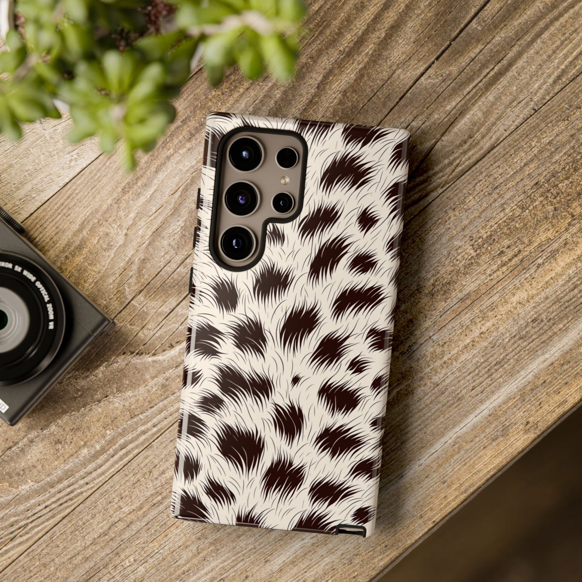 Leopard print phone case showing precise cutouts for camera and ports
