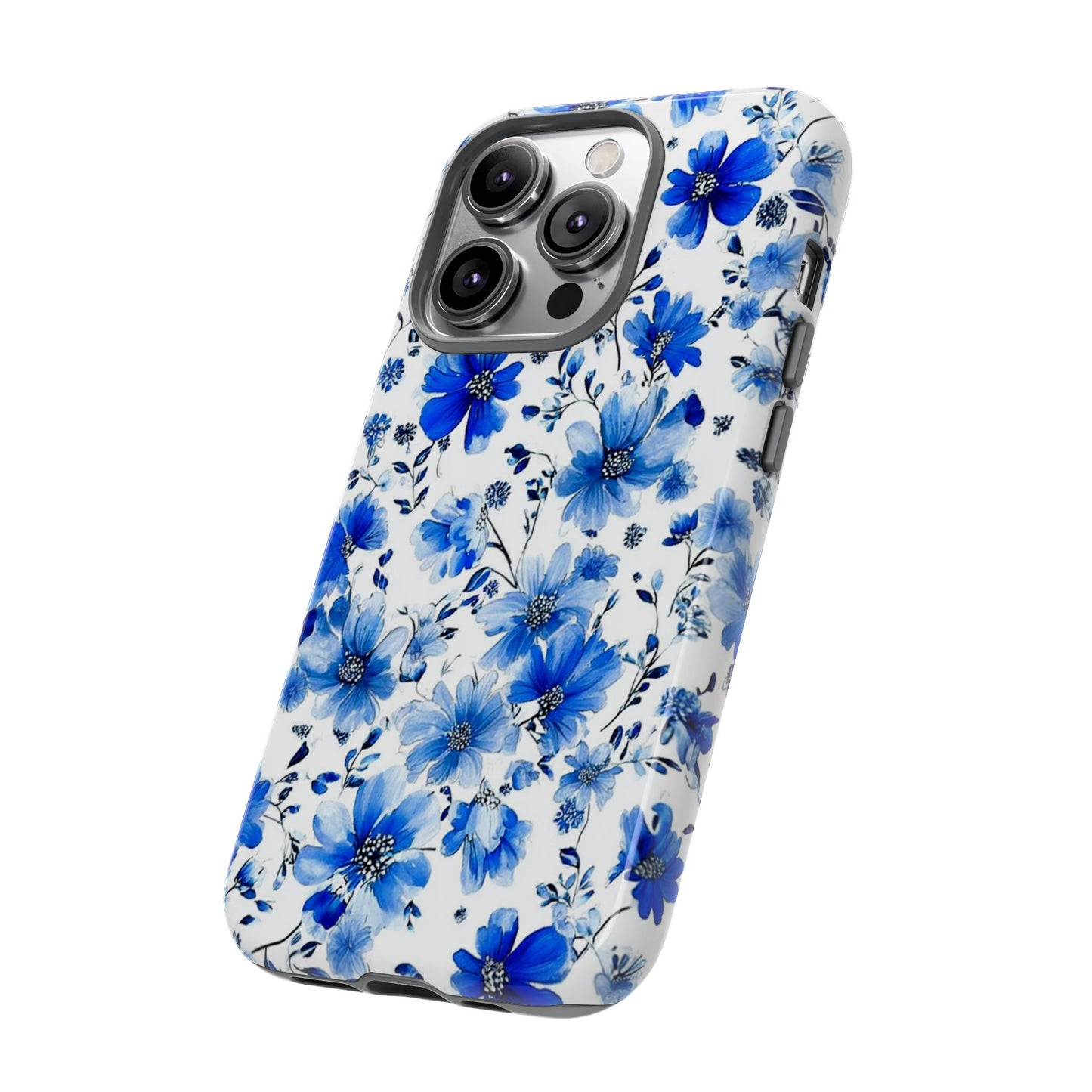 Blaue Aquarell Blumen Robuste Handyhülle – Schlanke Schutzhülle für iPhone, Samsung Galaxy & Google Pixel