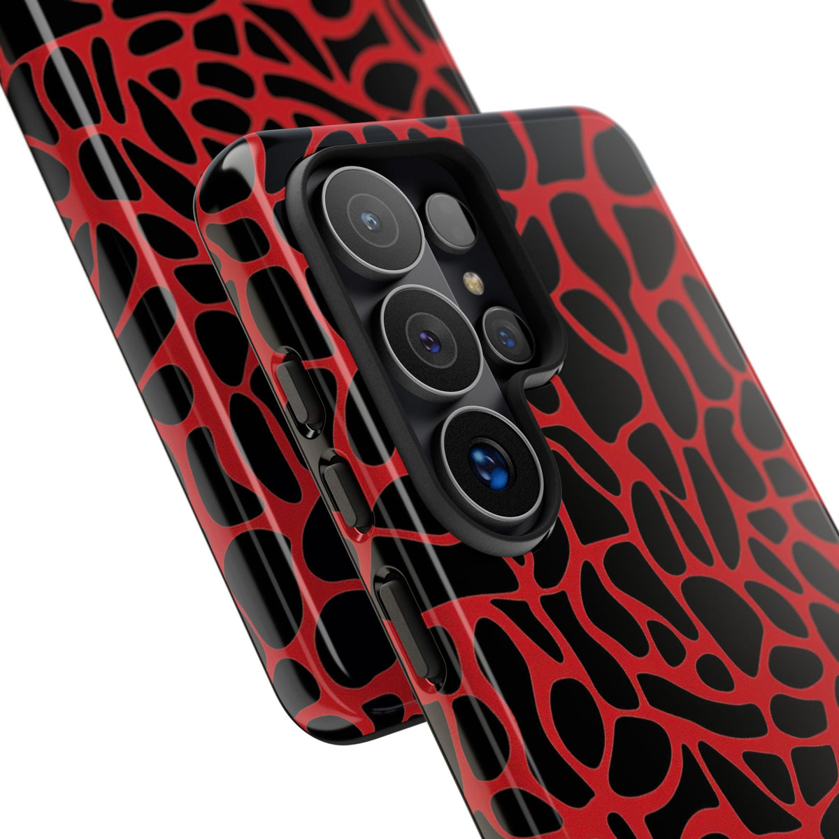 Coque de téléphone résistante à motif girafe rouge et noire - Coque de protection audacieuse avec motif animal pour iPhone, Samsung Galaxy et Google Pixel