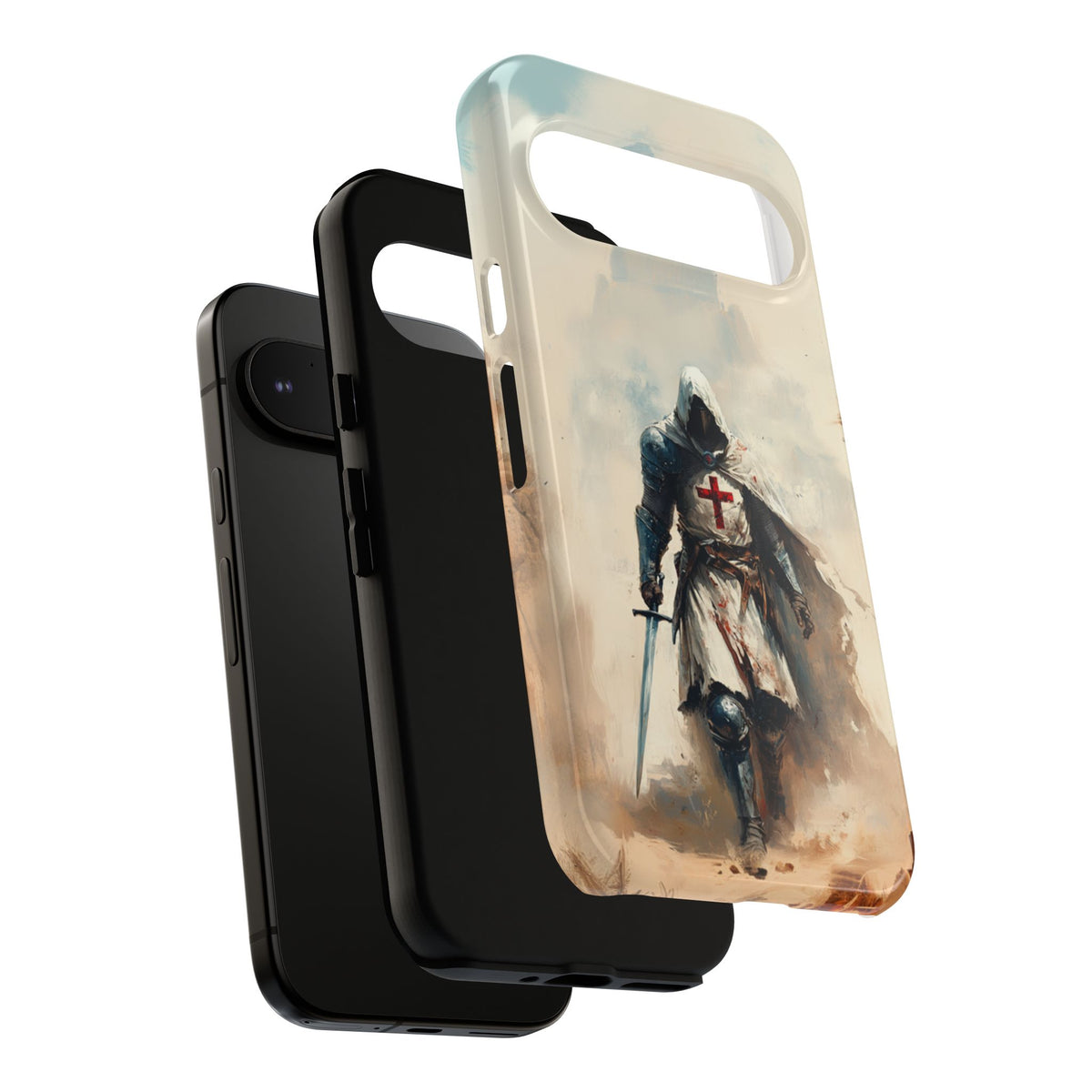 Coque de téléphone Croisé médiéval - Chevalier avec épée, coque de protection robuste pour iPhone, Samsung Galaxy et Google Pixel