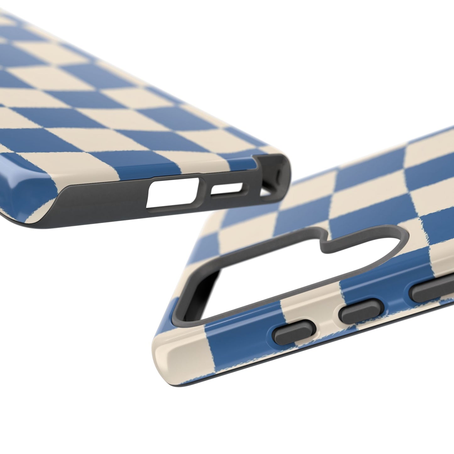 Blaue Schachbrett-Handyhülle – Retro-Wellenmuster-Cover für iPhone, Samsung Galaxy & Google Pixel