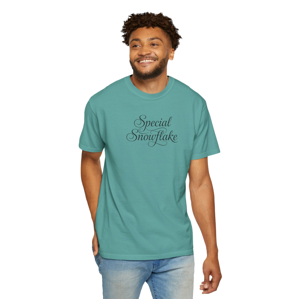 Special Snowflake T-Shirt – Kleidungsstückgefärbtes T-Shirt mit Schriftzug-Grafik
