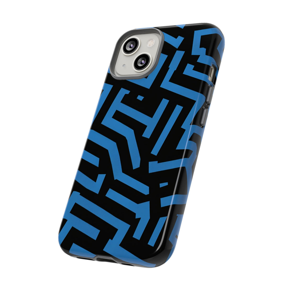 Blue Maze Tough Phone Case - Geometric Cobalt Pattern Protective Cover for iPhone, Samsung Galaxy & Google Pixel