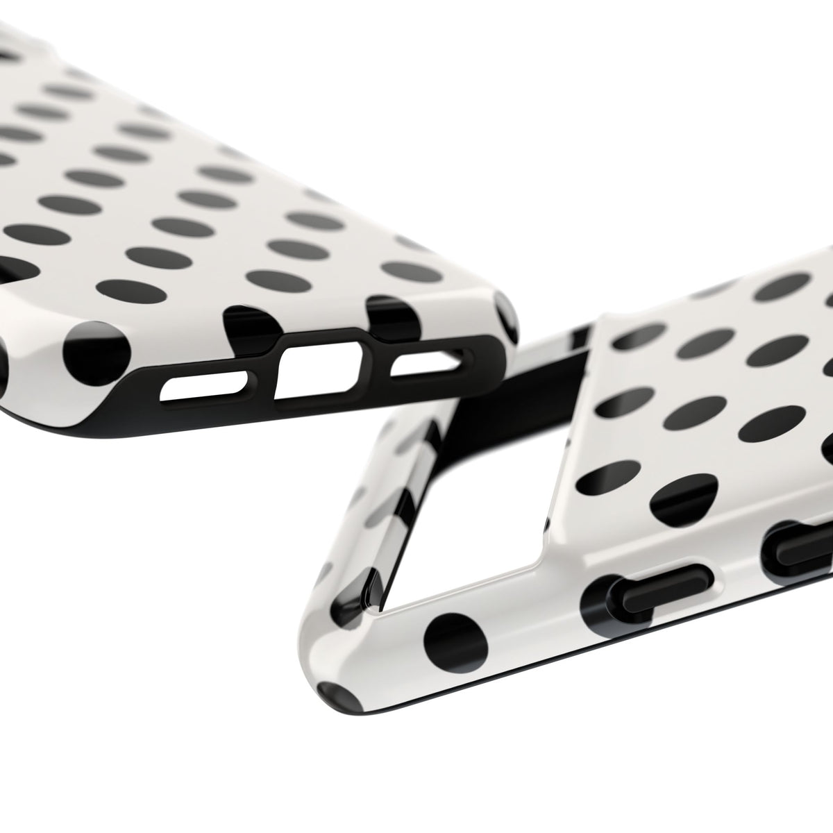 Vintage 50er Jahre Polka Dot Robuste Handyhülle - Schwarz-weißes Retro-Muster-Cover für iPhone, Samsung Galaxy & Google Pixel