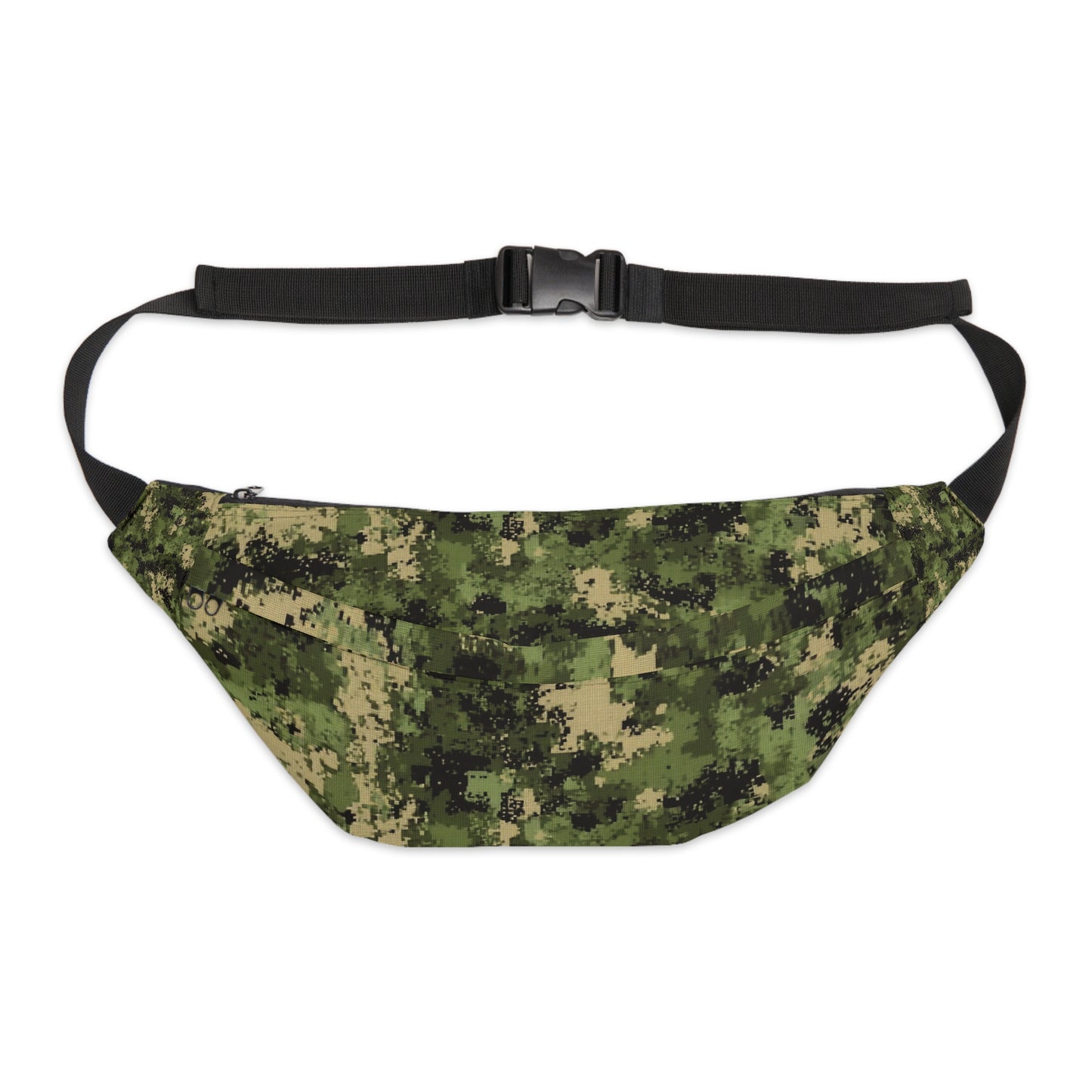Military green camo large fanny pack – durable canvas hip bag with adjustable waist belt

