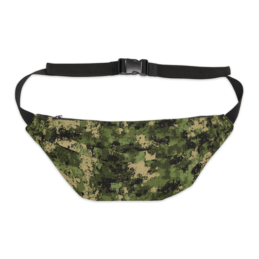 Military green camo large fanny pack – durable canvas hip bag with adjustable waist belt
