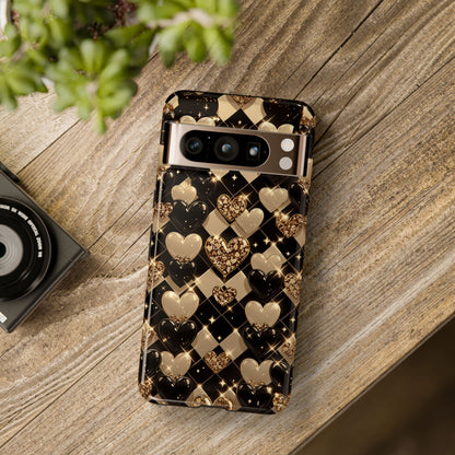 Black gold bling phone case - UV-resistant print on protective polycarbonate shell
