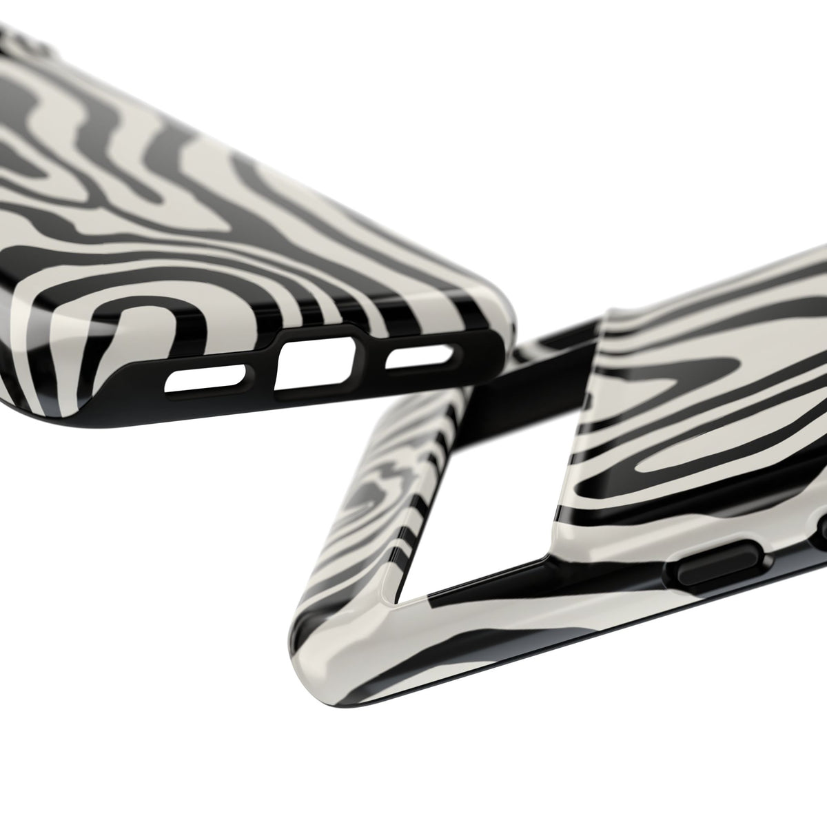 Zebra Swirl Robuste Handyhülle - Schwarz-weißes Animal-Print-Design für iPhone, Samsung Galaxy & Google Pixel