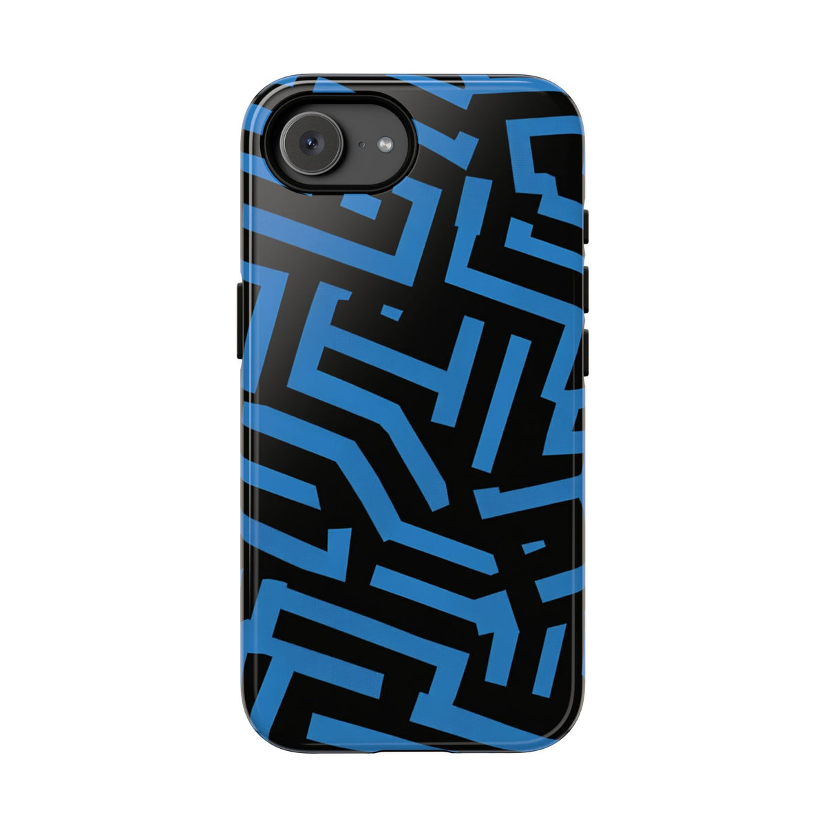 Blue Maze Tough Phone Case - Geometric Cobalt Pattern Protective Cover for iPhone, Samsung Galaxy & Google Pixel