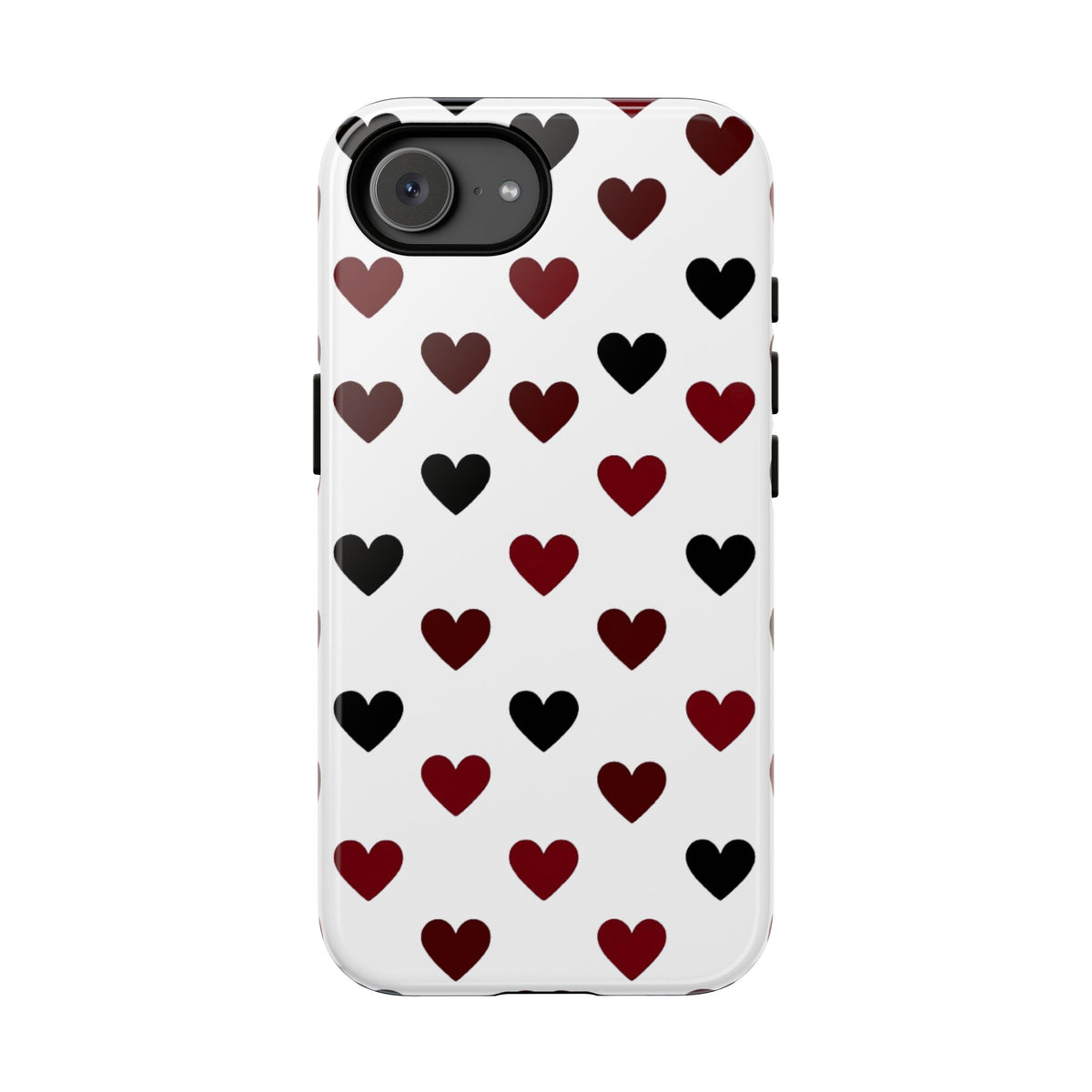 Coque de téléphone résistante à motif cœurs - Coque de protection avec cœurs rouges et noirs pour iPhone, Samsung Galaxy et Google Pixel