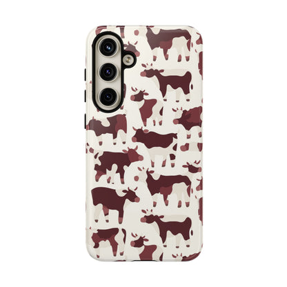 Countryside phone case with vintage cow design - Slim profile dual-layer case for iPhone 17-8, Samsung Galaxy S25-S23, Google Pixel
