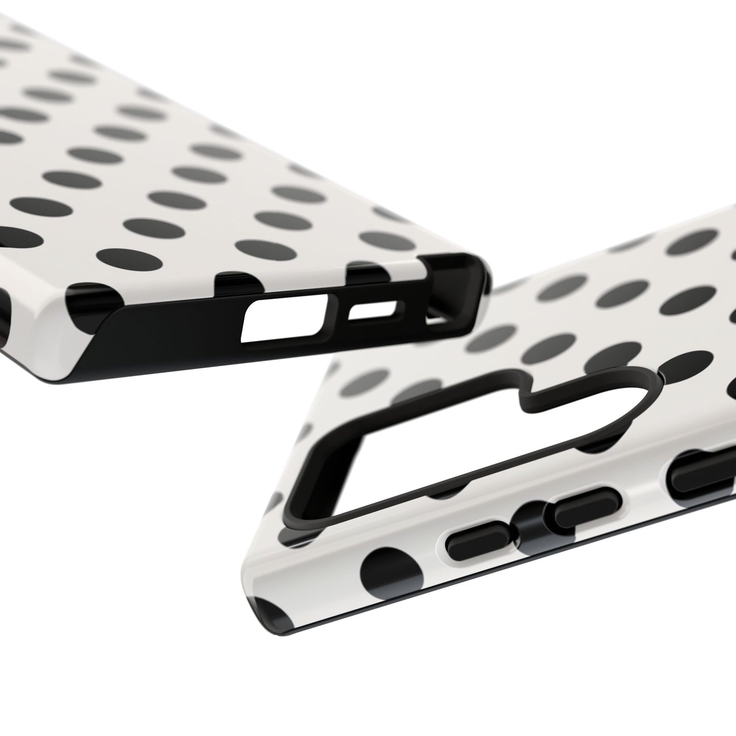 Vintage 50er Jahre Polka Dot Robuste Handyhülle - Schwarz-weißes Retro-Muster-Cover für iPhone, Samsung Galaxy & Google Pixel