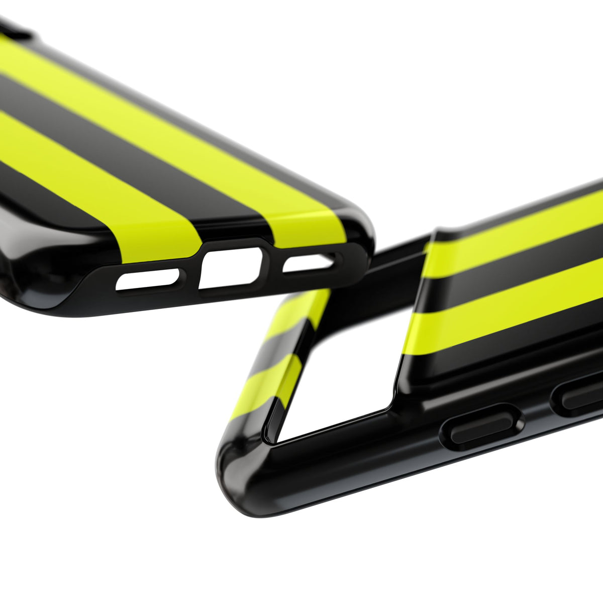 Coque de téléphone résistante à rayures de course jaunes et noires - Motif voiture de course automobile pour iPhone, Samsung Galaxy et Google Pixel
