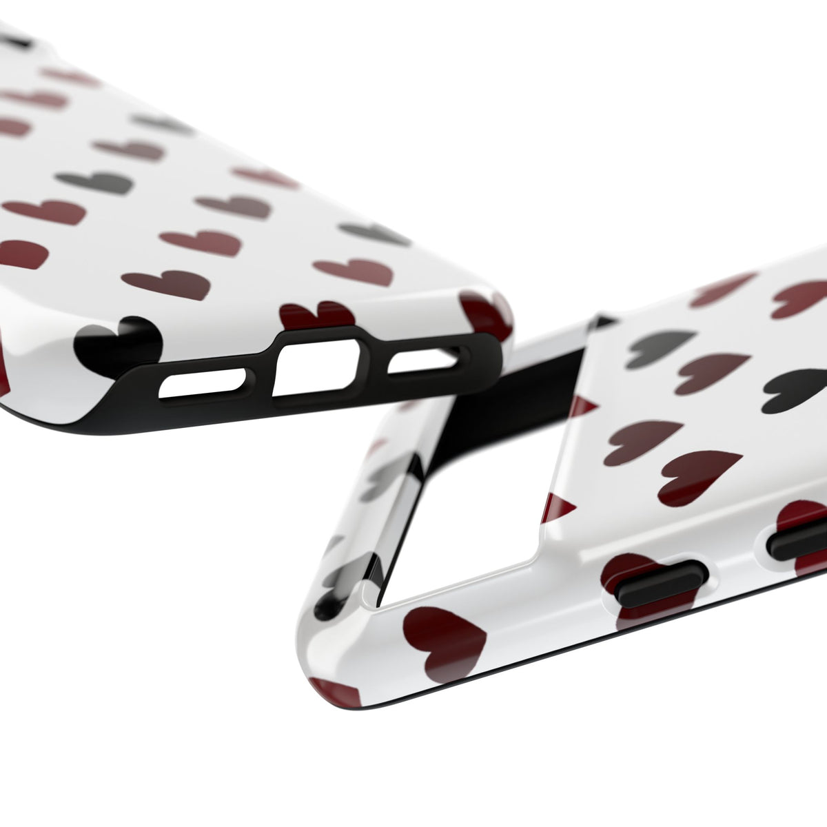 Coque de téléphone résistante à motif cœurs - Coque de protection avec cœurs rouges et noirs pour iPhone, Samsung Galaxy et Google Pixel