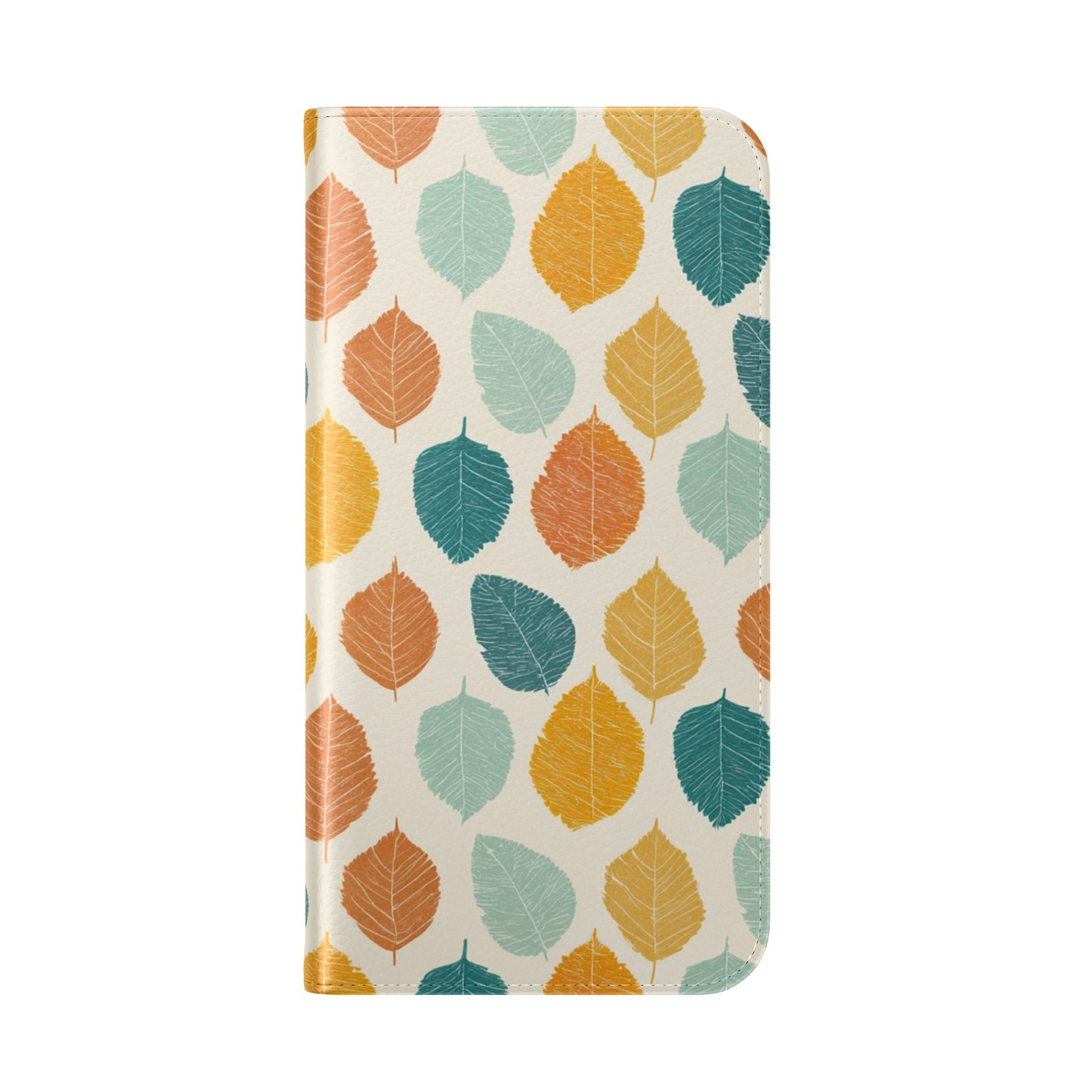 Hand-Painted Foliage Flip Phone Case - Premium Autumn Leaf Wallet Folio with Stand Function for iPhone 17, 16, 15, 14, Samsung Galaxy S25, S24, S23
