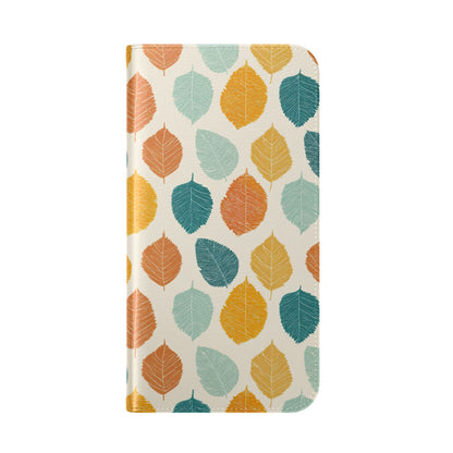 Hand-Painted Foliage Flip Phone Case - Premium Autumn Leaf Wallet Folio with Stand Function for iPhone 17, 16, 15, 14, Samsung Galaxy S25, S24, S23
