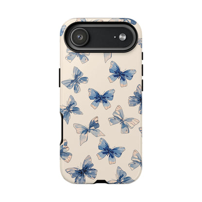 Blue watercolor butterfly phone case with soft pastel floral design - Premium dual-layer protection for iPhone, Samsung Galaxy & Google Pixel
