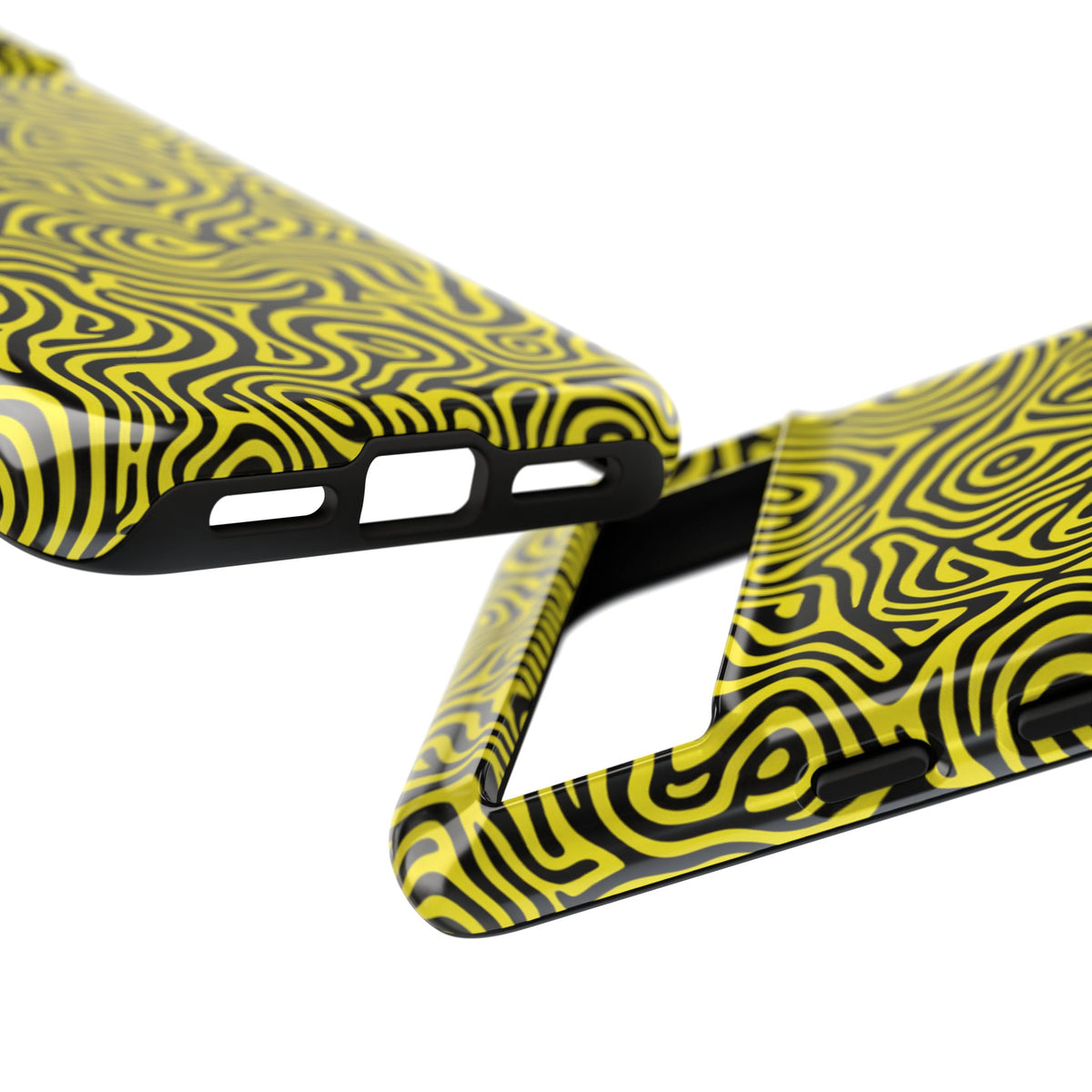 Yellow Black Abstract Swirl Tough Phone Case - Bold Psychedelic Pattern Cover for iPhone, Samsung Galaxy & Google Pixel